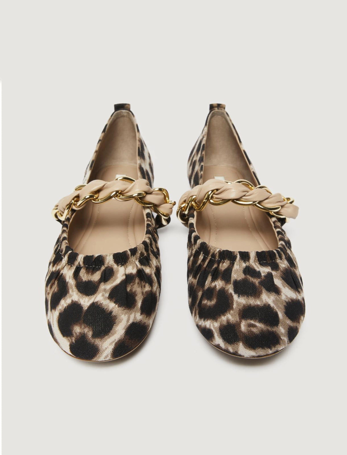 Marella Ballerina in tessuto animalier con catena intrecciata Matteo2 AI25