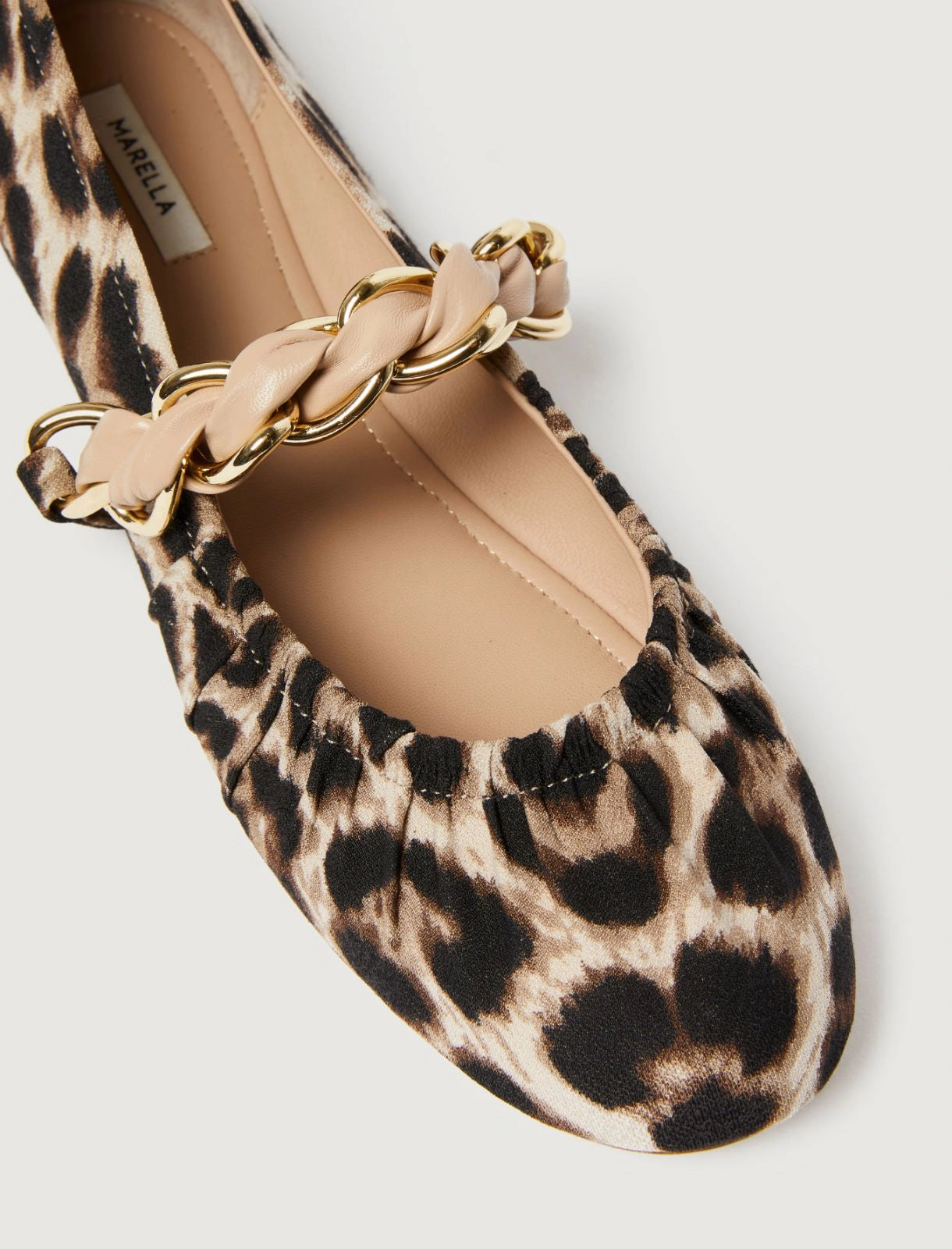 Marella Ballerina in tessuto animalier con catena intrecciata Matteo2 AI25