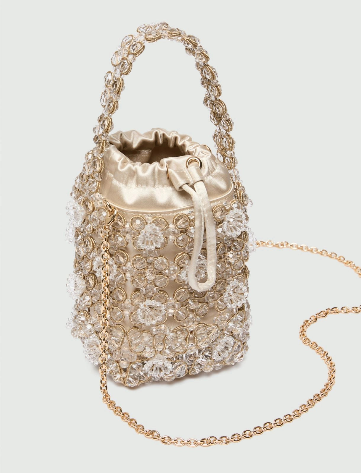 Marella Accessori Secchiello piccolo con bead ricamati, bianco PE26 Marella