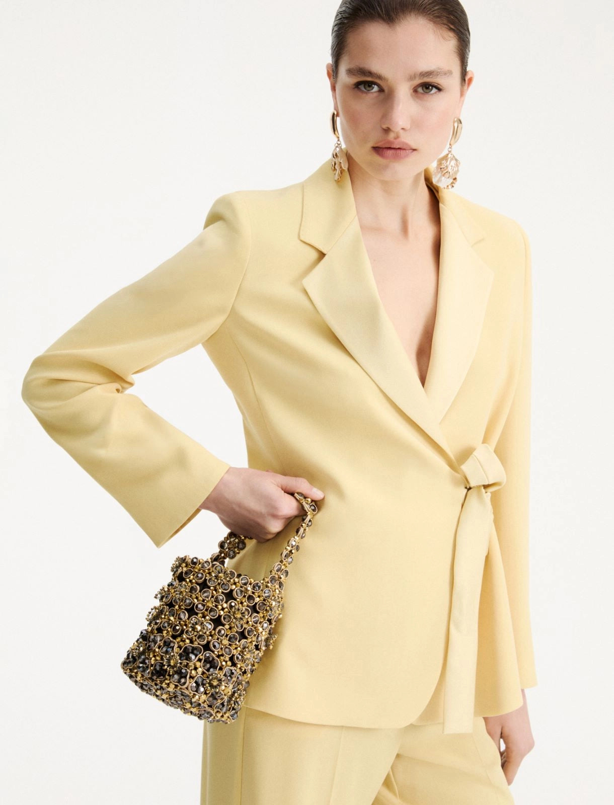 Marella Accessori Secchiello piccolo con bead ricamati, nero PE26 Marella