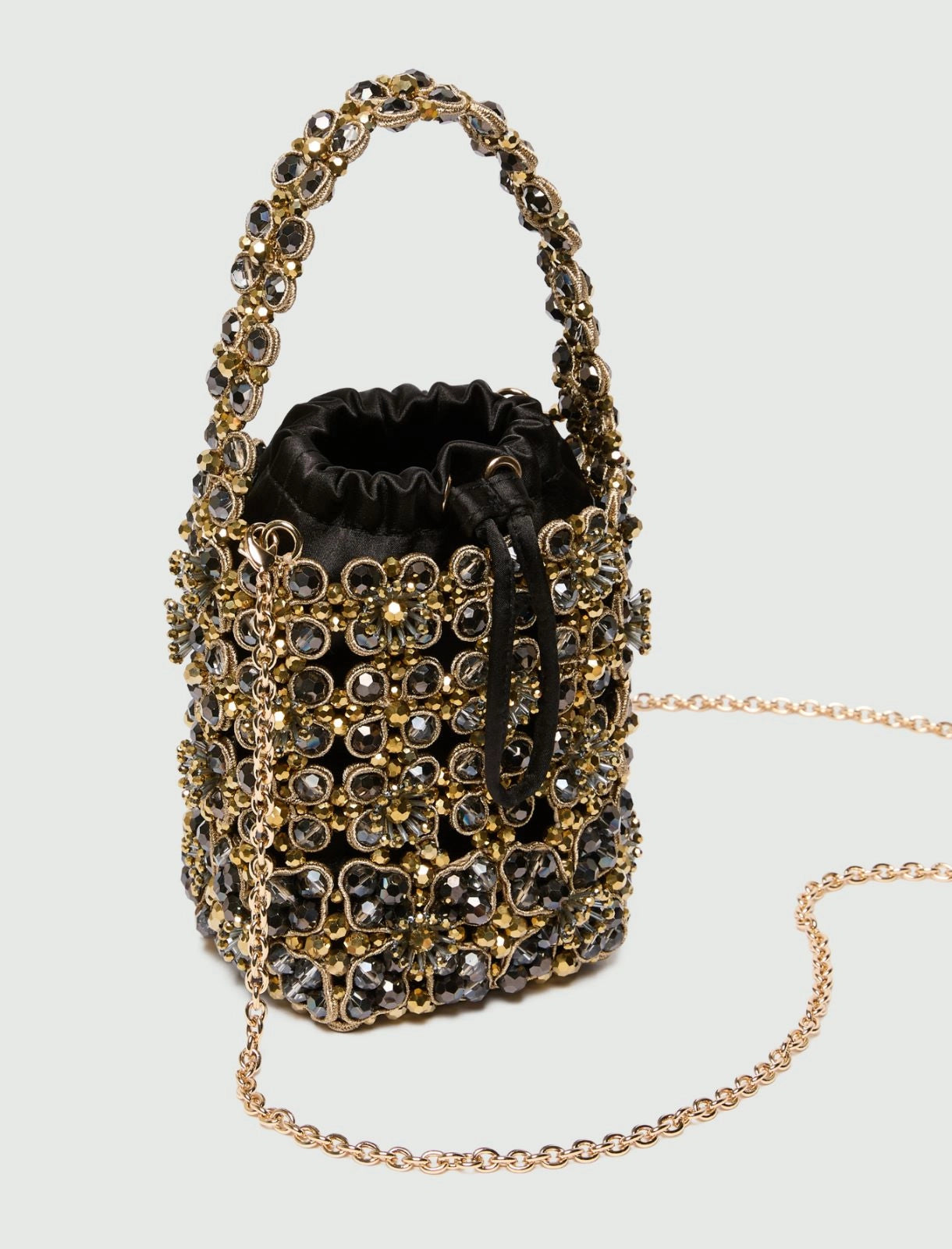 Marella Accessori Secchiello piccolo con bead ricamati, nero PE26 Marella