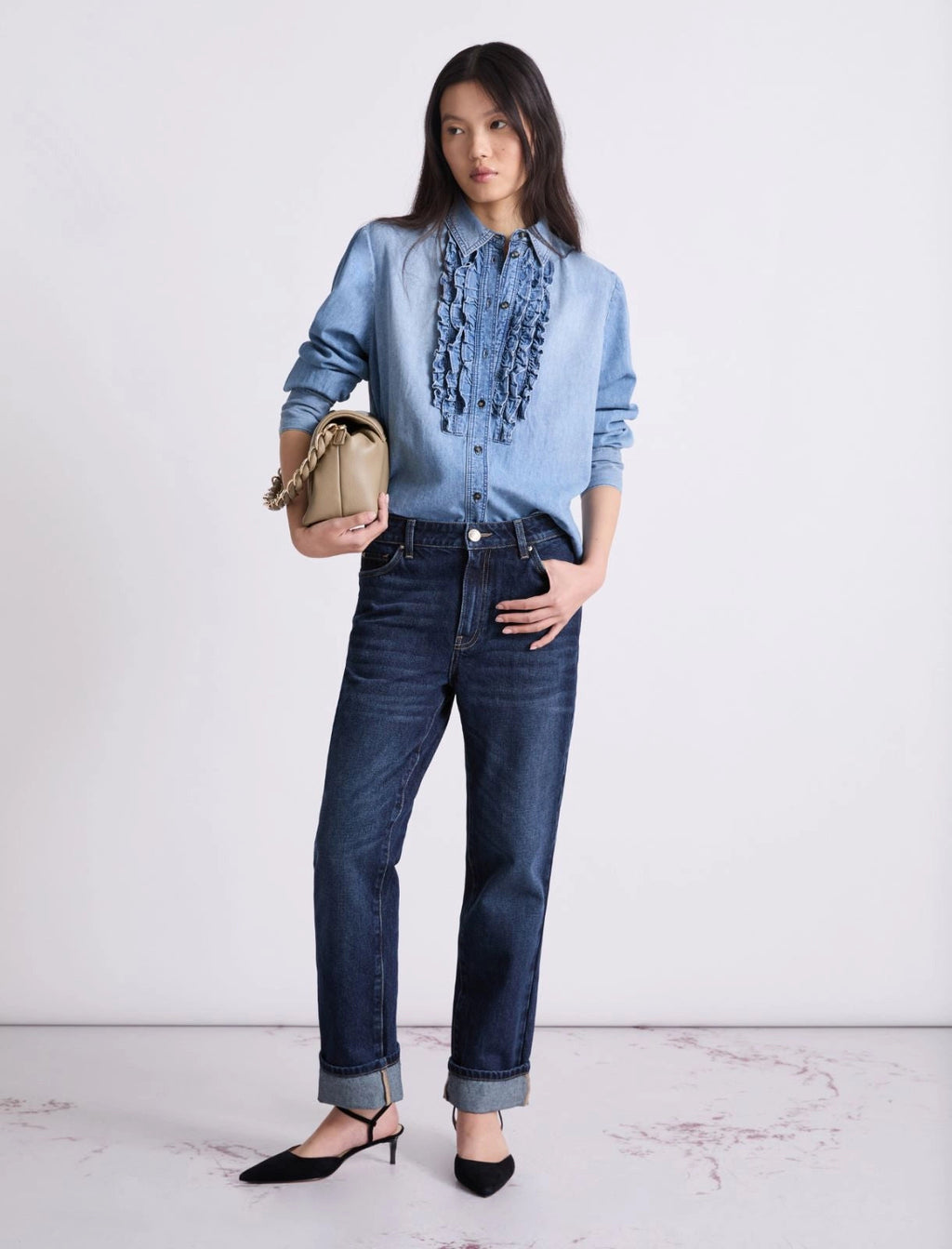 Marella Camicia in denim con rouche MLITenzone PE26 Marella