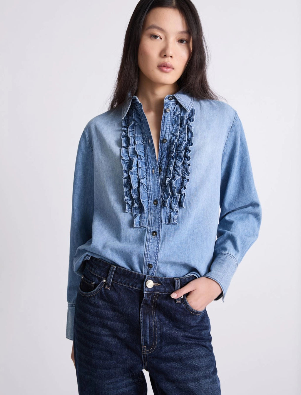 Marella Camicia in denim con rouche MLITenzone PE26 Marella