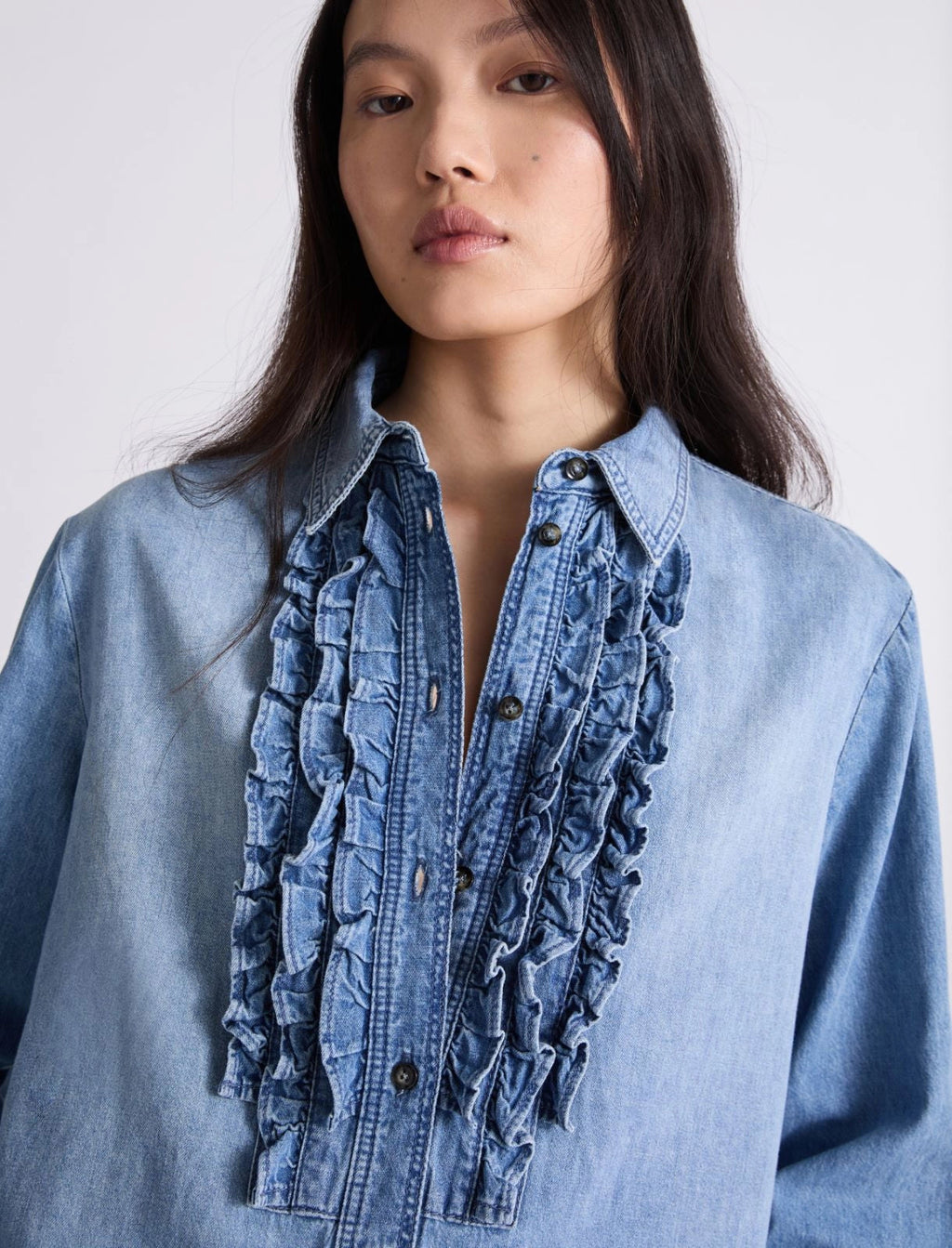 Marella Camicia in denim con rouche MLITenzone PE26 Marella