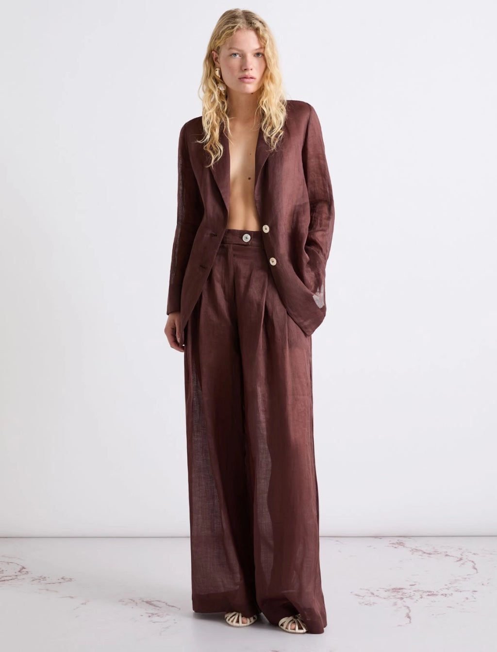 Marella Pantalone wide leg in ramié MLLAereo  PE26 Marella