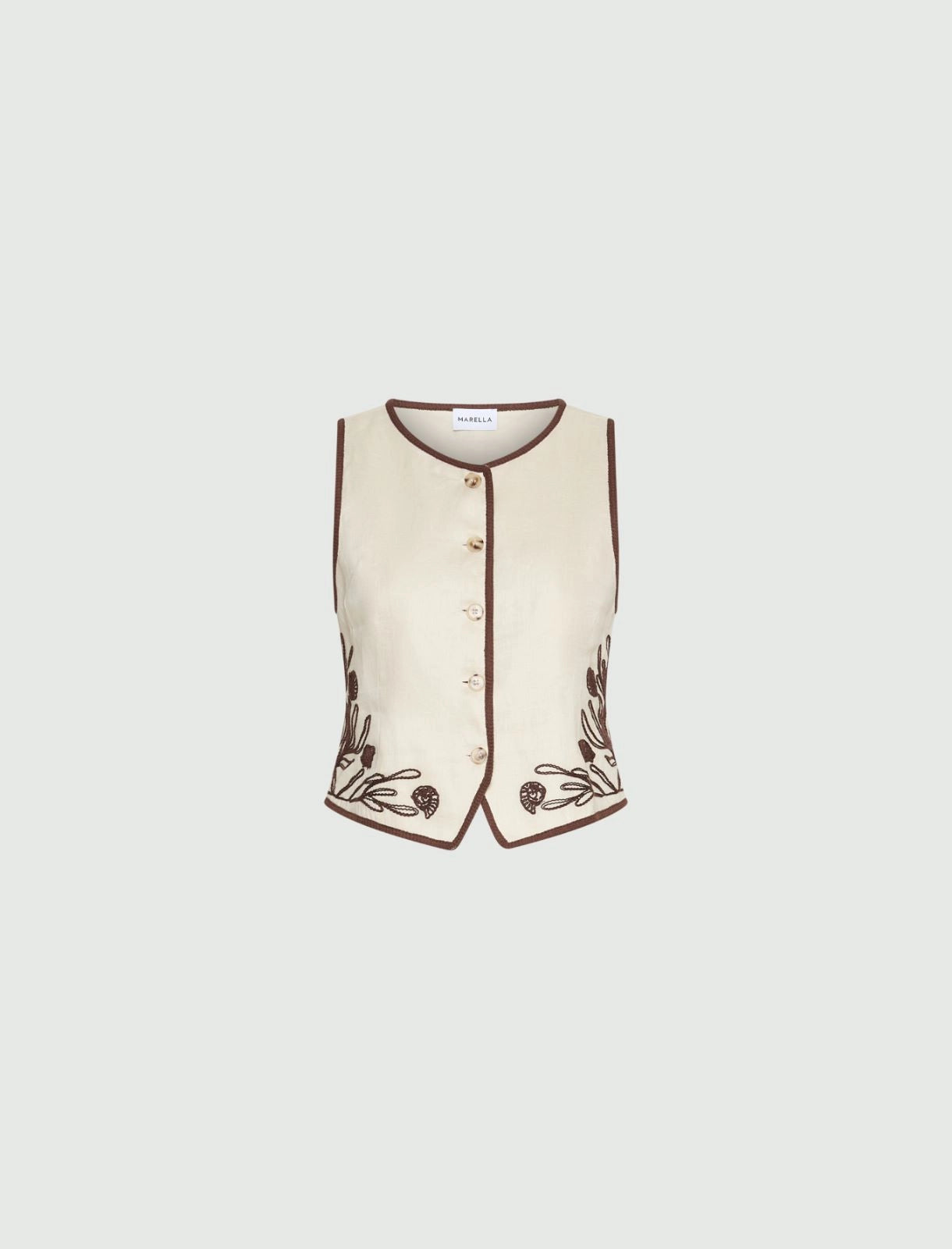 Marella Gilet ricamatoin lino MLLAerovia PE26 Marella