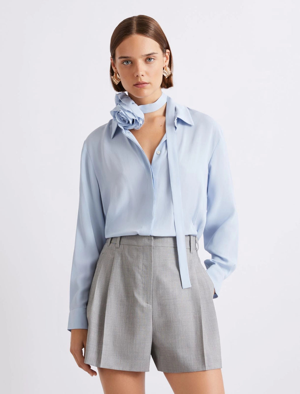 Marella Camicia in misto seta con fusciacca a fiore MLLCalca PE26 Marella