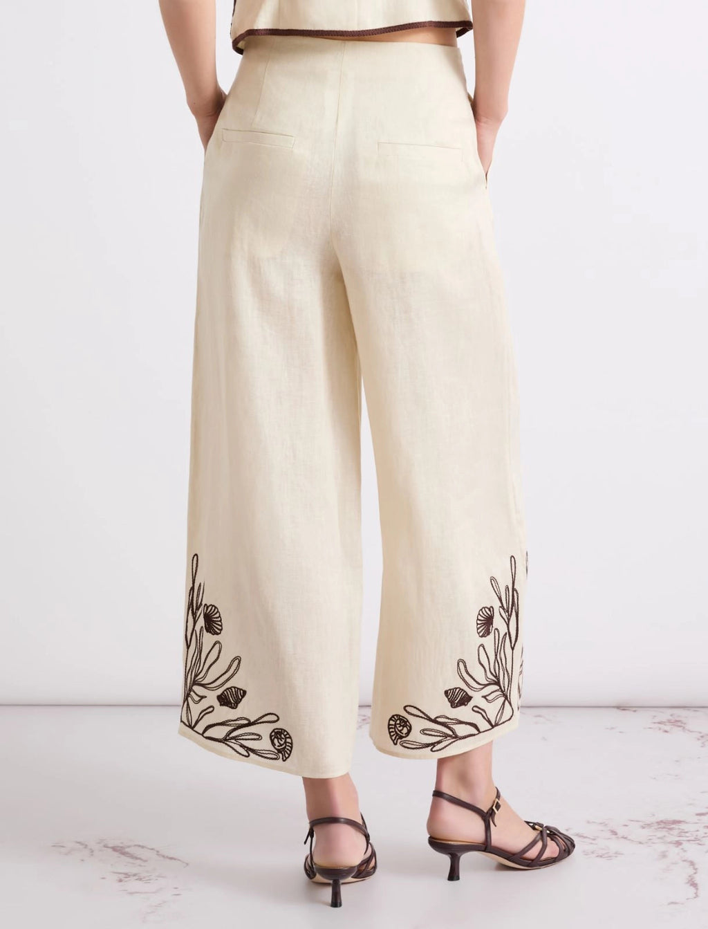 Marella Pantalone in lino con ricami MLLDolce  PE26 Marella