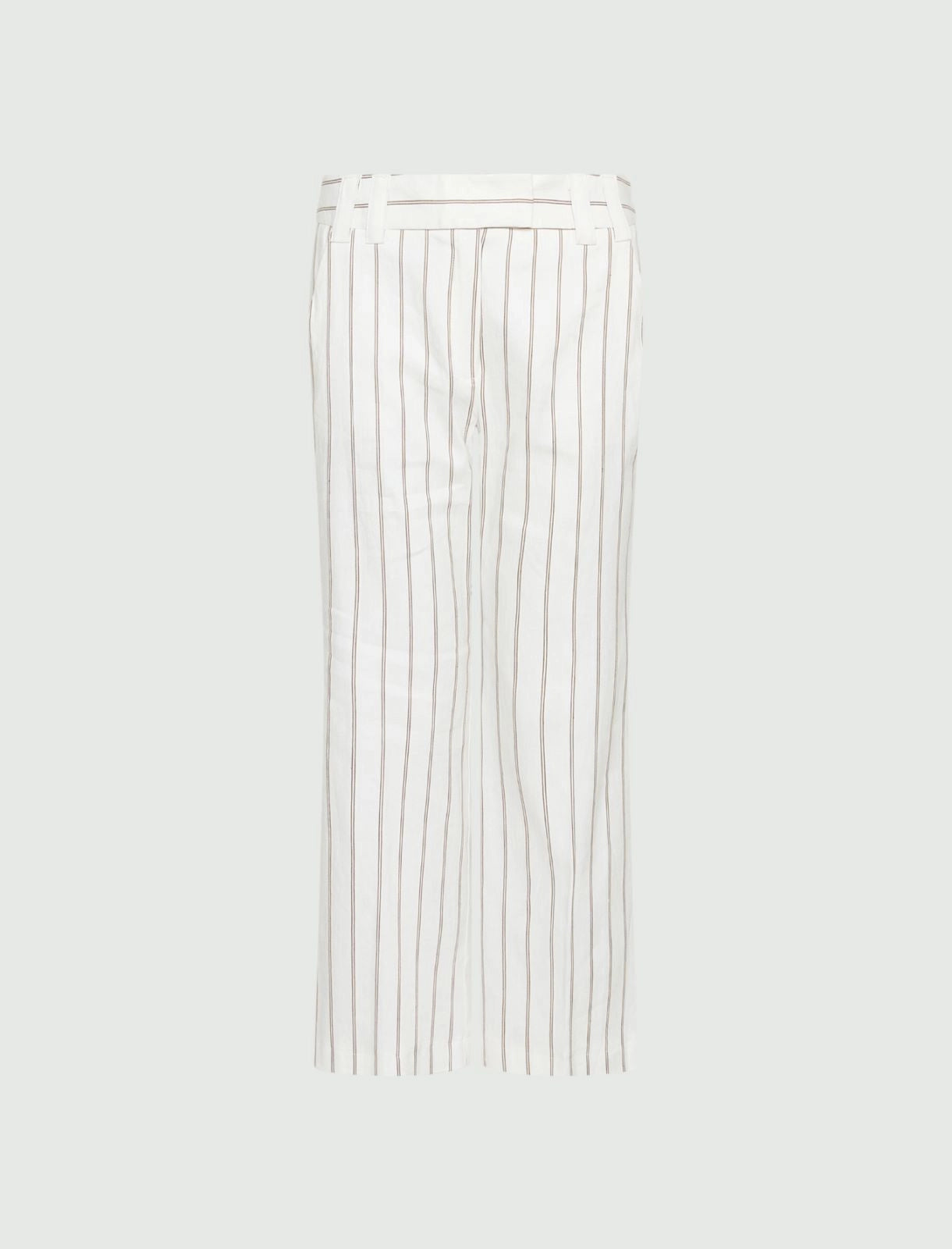 Marella Pantalone flare in lino e cotone fantasia gessata MLLFebo  PE26 Marella
