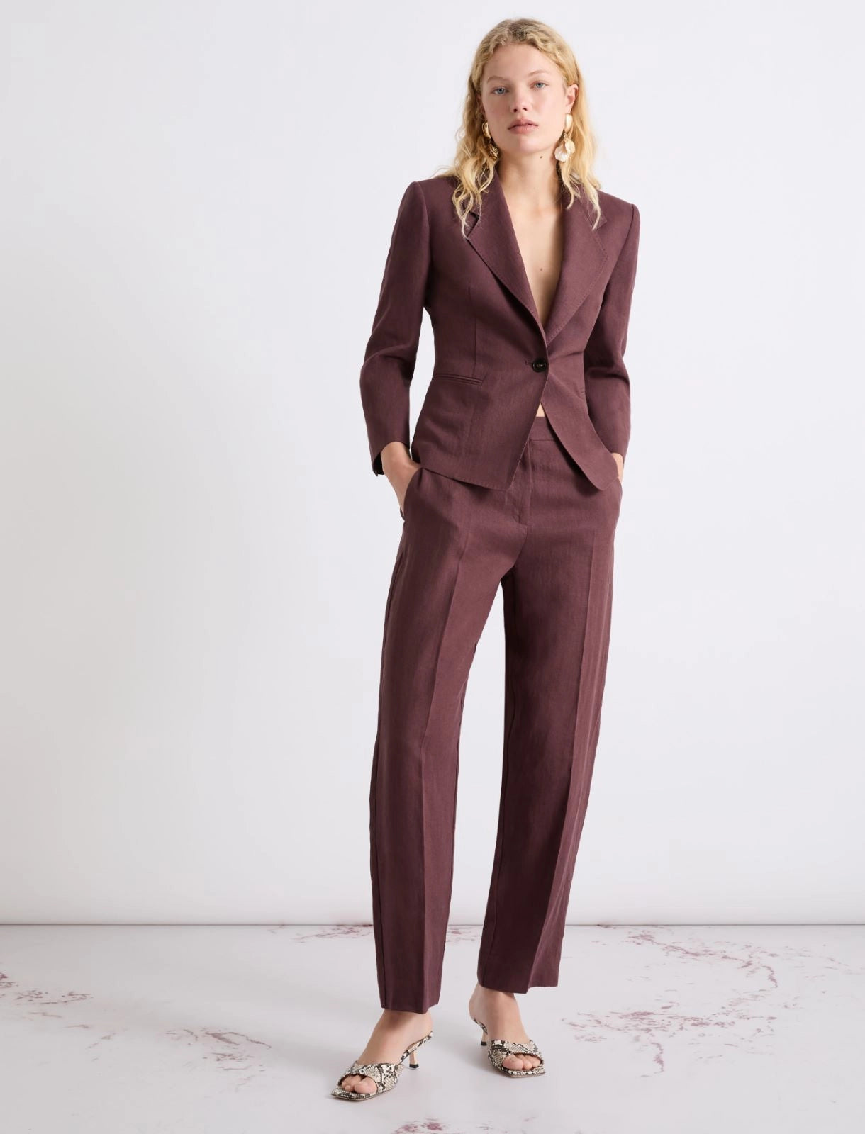 Marella Chino in tela di lino MLLFragola PE26 Marella