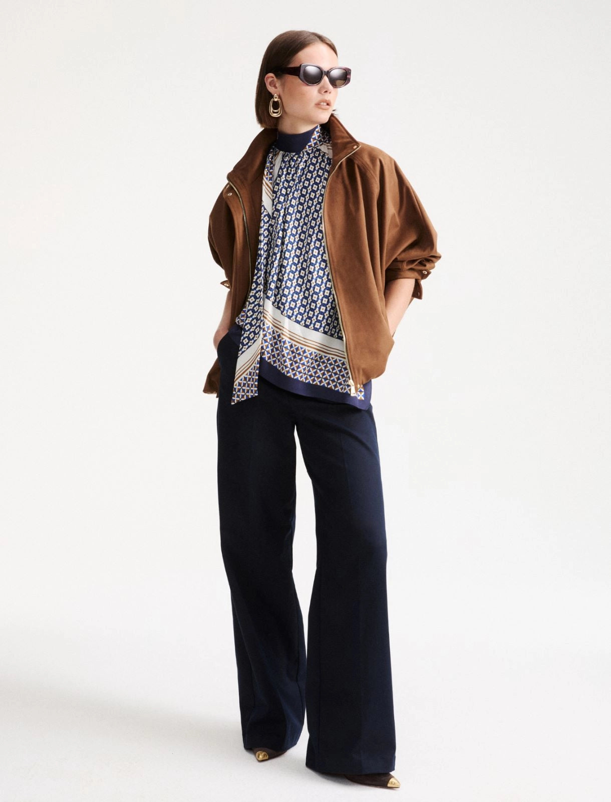 Marella Blouson a collo alto in suede MLLGiubba AI26 Marella