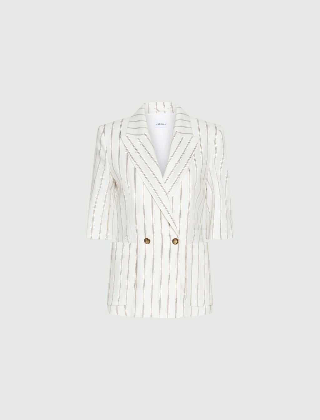 Marella Blazer dritto in lino mezza manica fantasia gessato MLLGondola  PE26 Marella