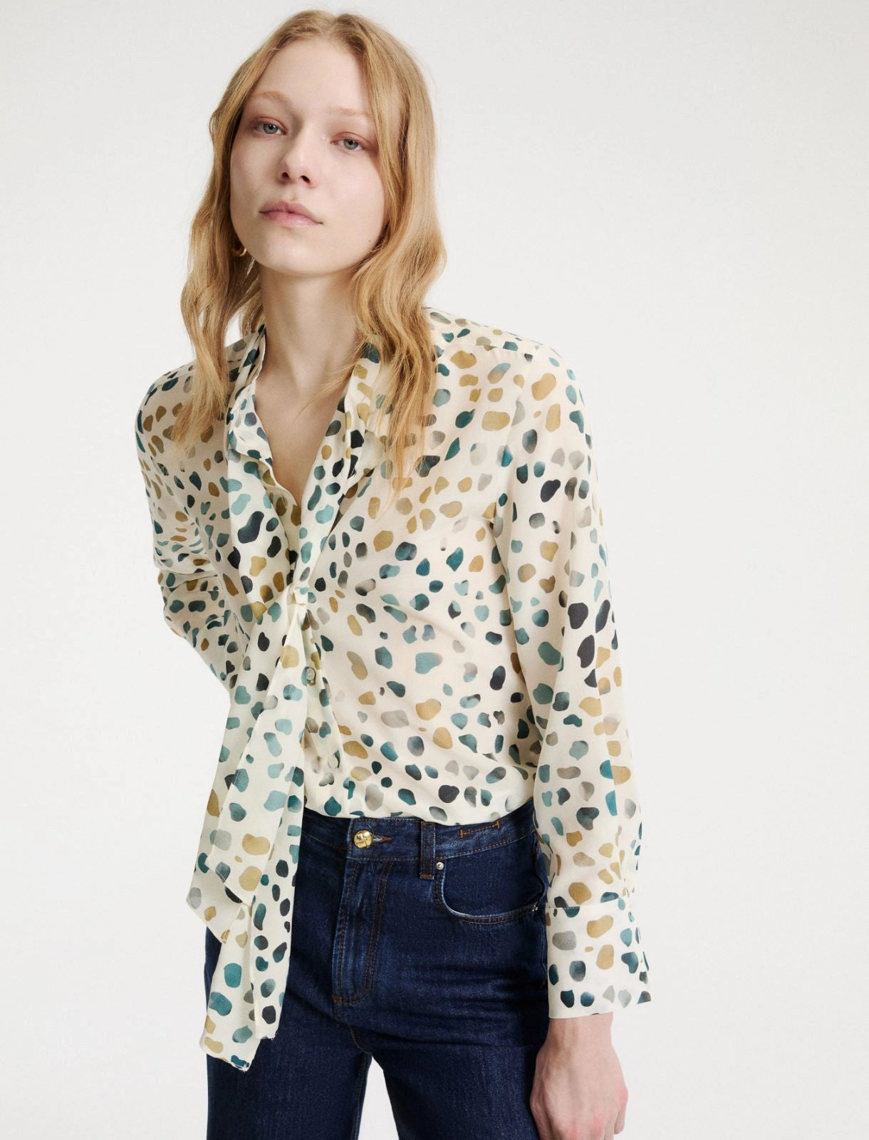 Marella Art. 365 Camicia in pura seta con sciarpina AI26 Marella