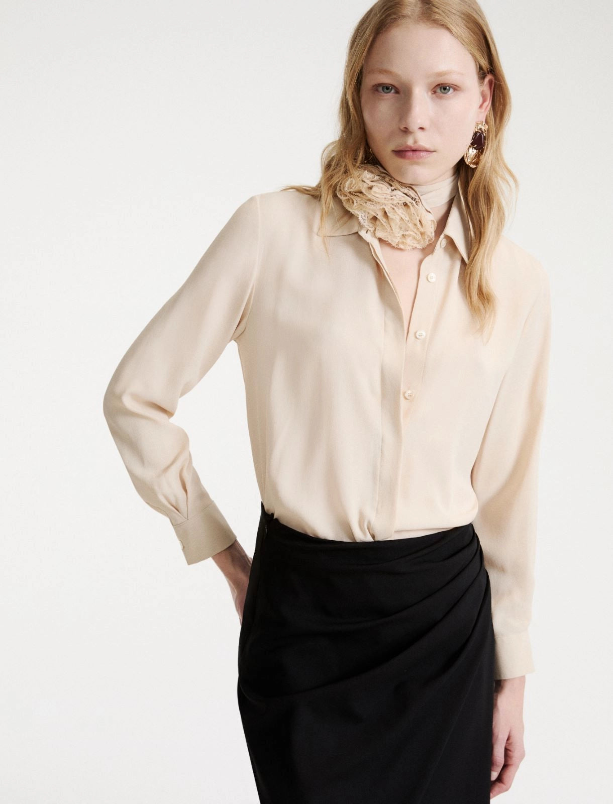 Marella  Camicia in pura seta con sciarpina MllOrca AI26 Marella