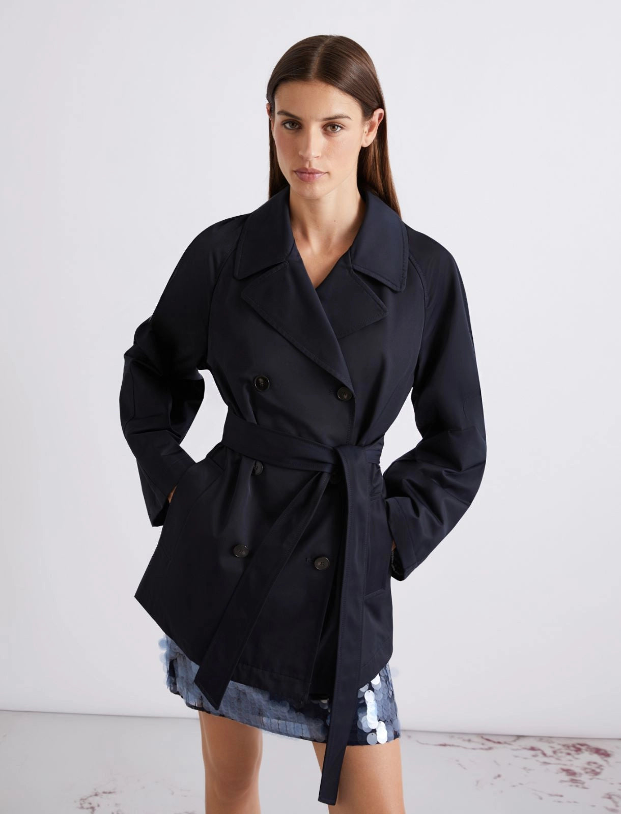 Marella Trench in cotone tecnico, blu MLLUmido  PE26 Marella