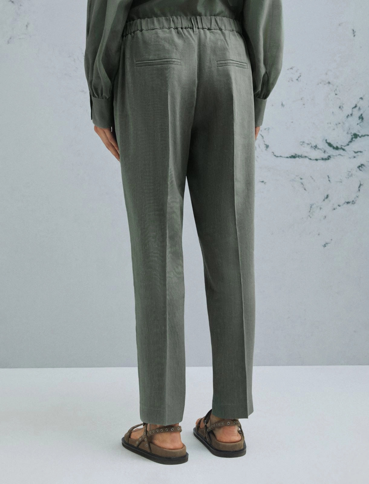 Marella Monochrome Pantalone in viscosa e lino MLMCaro PE26 Marella Monochrome