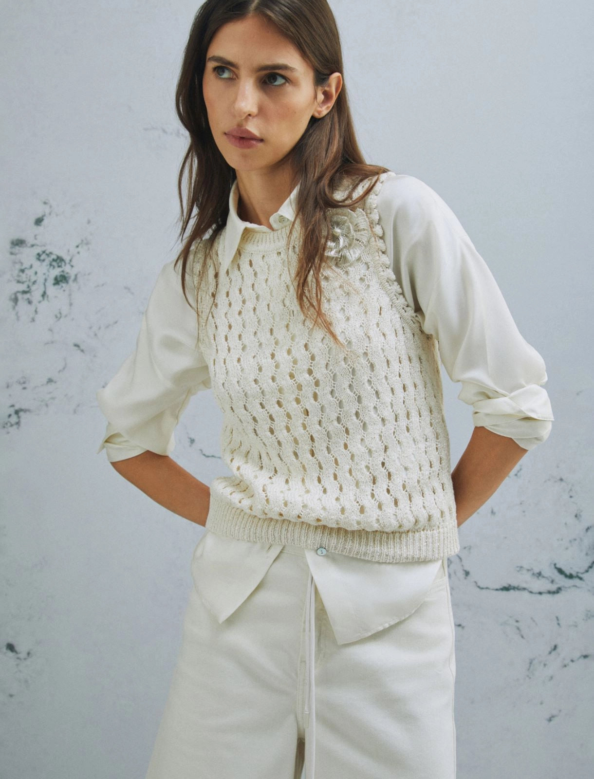 Marella Monochrome Top in cotone mouliné MLMEmiro PE26 Marella Monochrome