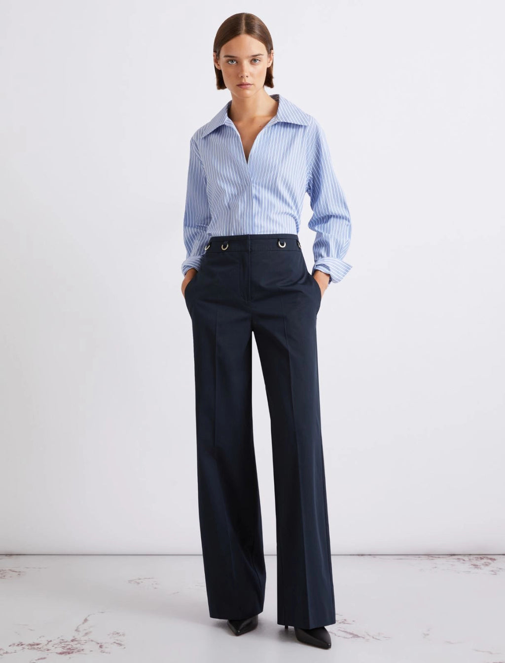 Marella Sport Pantaloni dritti in gabardina MLSAcciaio PE26 Marella Sport