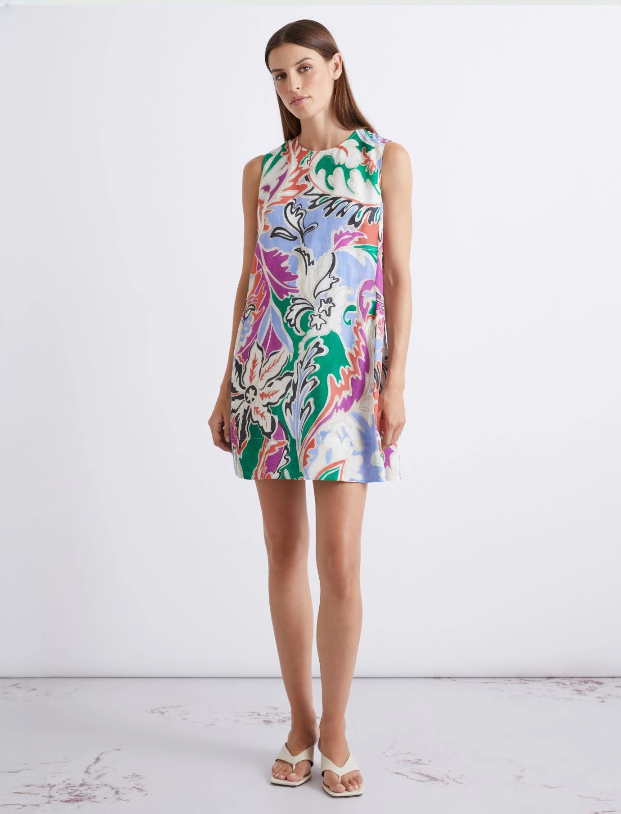 Marella Sport Abito smanicato in lino stampato MLSAlce PE26 Marella Sport