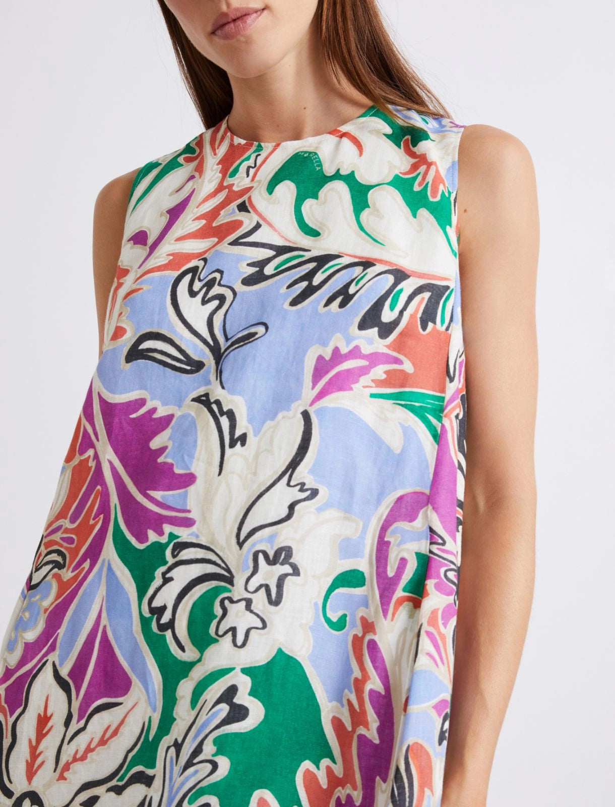 Marella Sport Abito smanicato in lino stampato MLSAlce PE26 Marella Sport