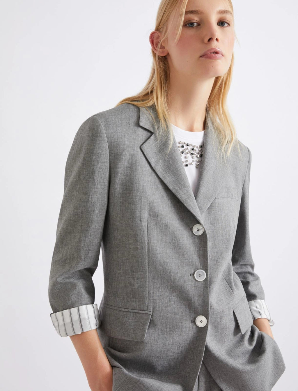 Marella Sport Blazer monopetto in misto lino MLSCachi PE26 Marella Sport