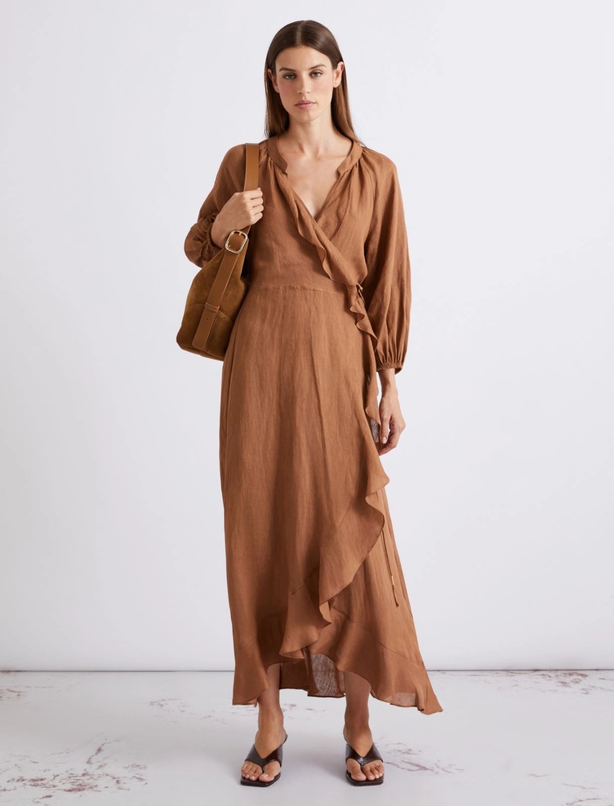 Marella Sport  Abito midi in lino a portafoglio MLSGioco PE26 Marella Sport