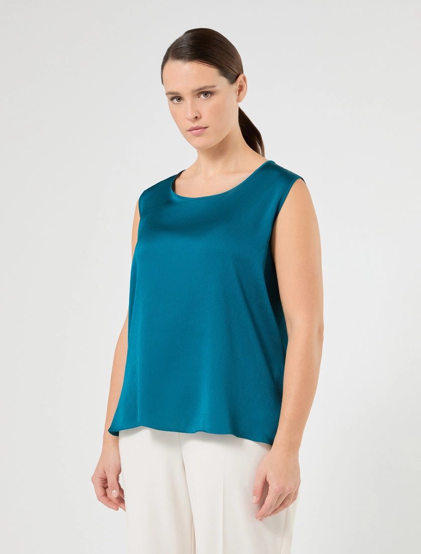 Persona Marina Rinaldi Top in raso martellato NNWSatira, ottanio AI26 Persona Marina Rinaldi