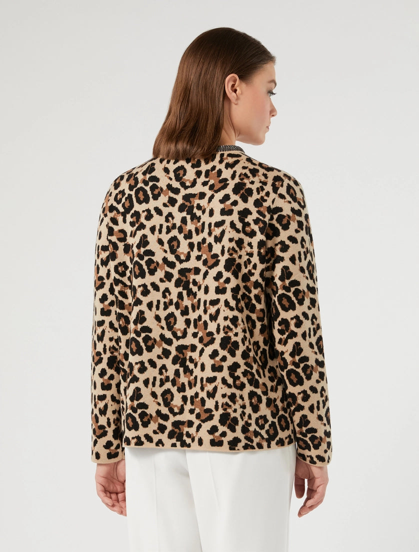 Persona Marina Rinaldi Cardigan in misto lana jacquard NNWTavola, cammello AI26 Persona Marina Rinaldi