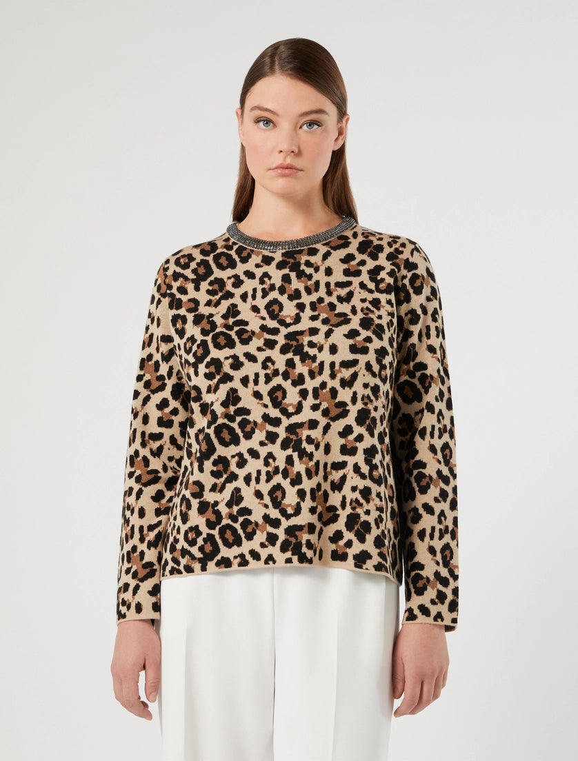 Persona Marina Rinaldi Maglia jacquard con ricamo NNWUnito, cammello AI26 Persona Marina Rinaldi