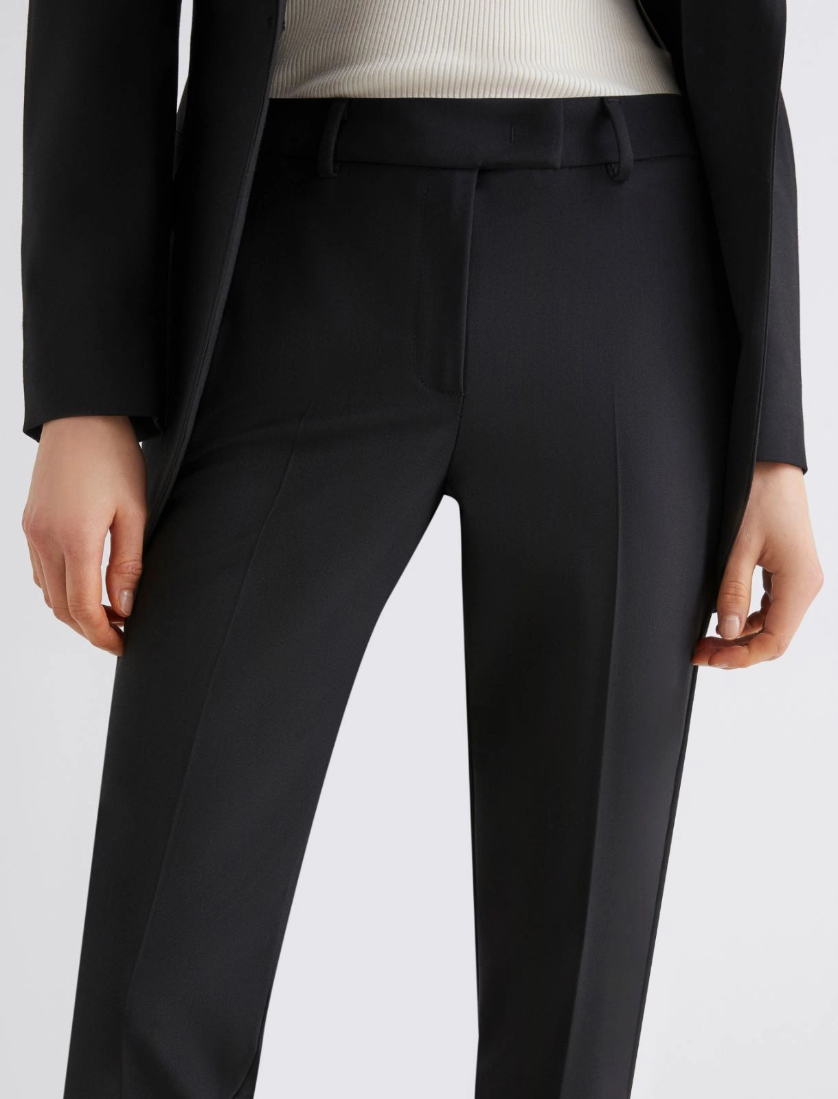 Marella Pantalone  chino in tessuto stretch nero Opaco AI25
