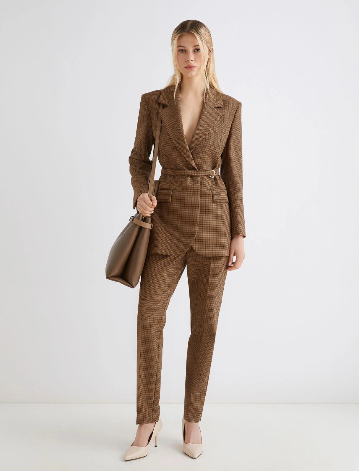 Marella Pantalone chino in tessuto stretch cammello Opaco  AI25