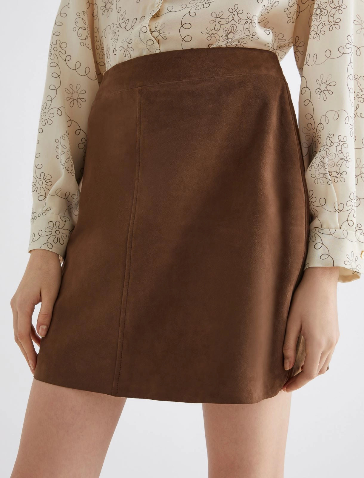 Marella Mini gonna in suede marrone Rise AI25