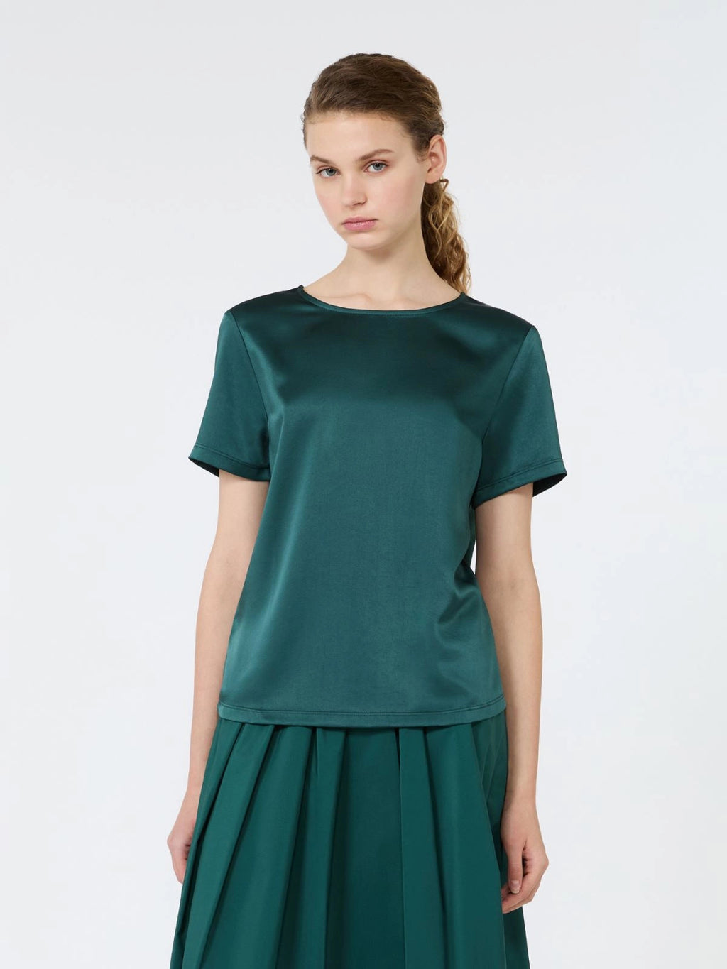 Weekend Max Mara T-shirt girocollo in raso WKDGilbert, verde AI26 WeekendMaxMara