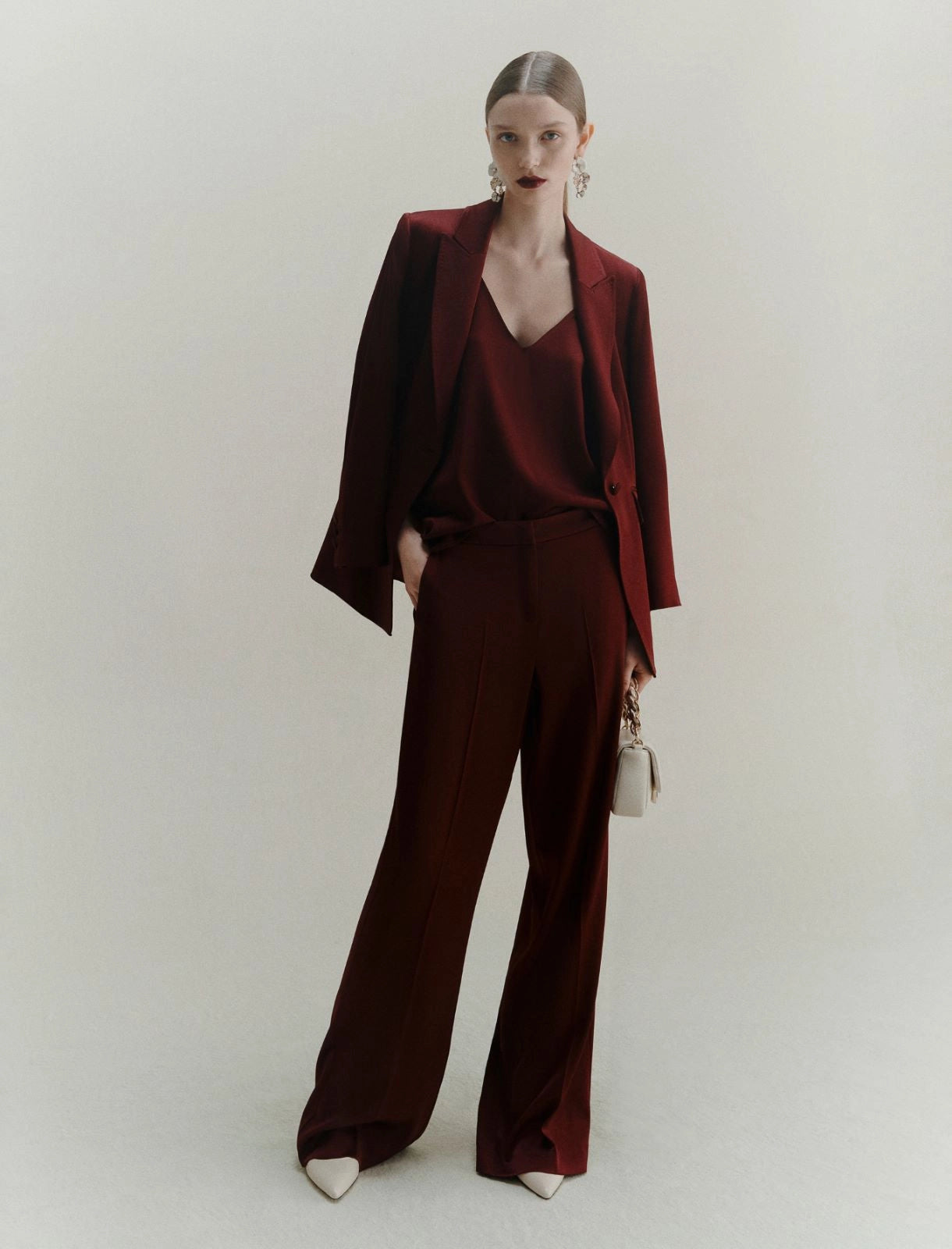 Marella Pantalone in satin bordeaux Wolf AI25